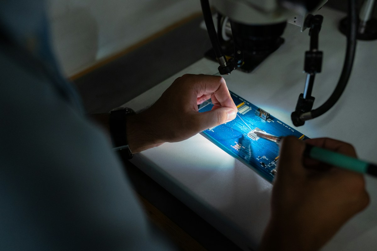 Technicus werkt aan IT-apparatuur